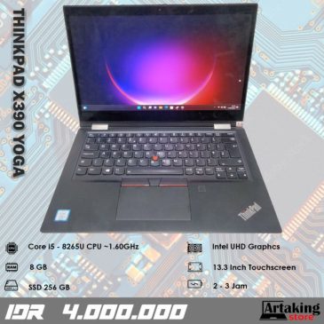 Layar Sentuh – Lenovo Thinkpad X390 YOGA – Core i5 – Gen 8 th – SSD 256 GB