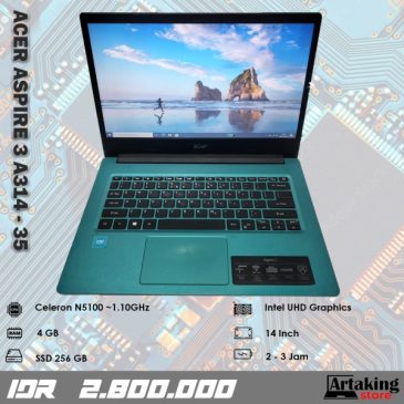 Acer Aspire 3 A314 – 35 – Celeron N5100 – Ram 4 GB – SSD 256 GB