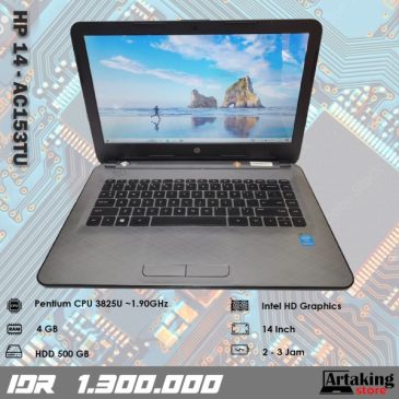 Hp 14 – AC153TU – Pentium 3825U – Ram 4 GB – Normal Siap Pakai