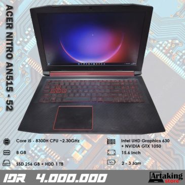 SERI GAMING – Acer Nitro AN515 – 52 – Core i5 – Gen 8 th – SSD 256 GB – Double VGA