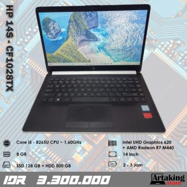 Hp 14s – cf1028TX – Core i5 – Gen 8 th – Ram 8 GB – Double VGA