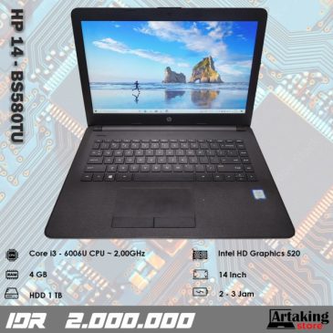 Hp 14 – bs580TU – Core i3 – Gen 6 th – Ram 4 GB – Normal Siap Pakai
